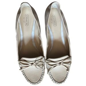 Coach Loafers Flat Mocassins Shoes Leather Tan Cream Like New in Box size 10 B